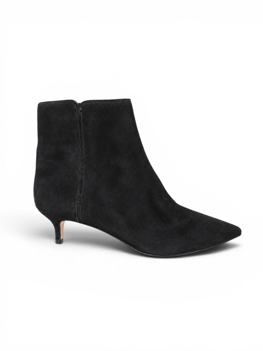 J. Crew Black Suede Pointed Toe Kitten Heel Ankle Boots Leather Women’s 10.5